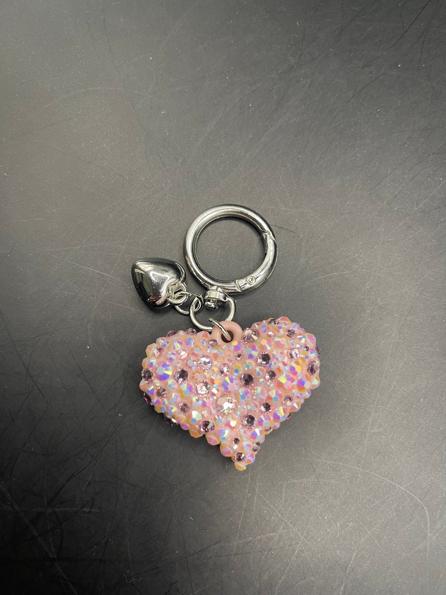 Rosa Glitzer-Herz Schlüsselanhänger mit Strass ✨ | Handgemachte Geschenkidee