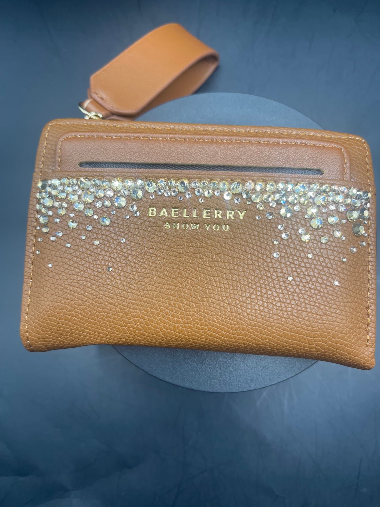 Glitzer Portemonnaie Braun – Handveredelt mit Strasssteinen | Elegantes Geschenk für Frauen