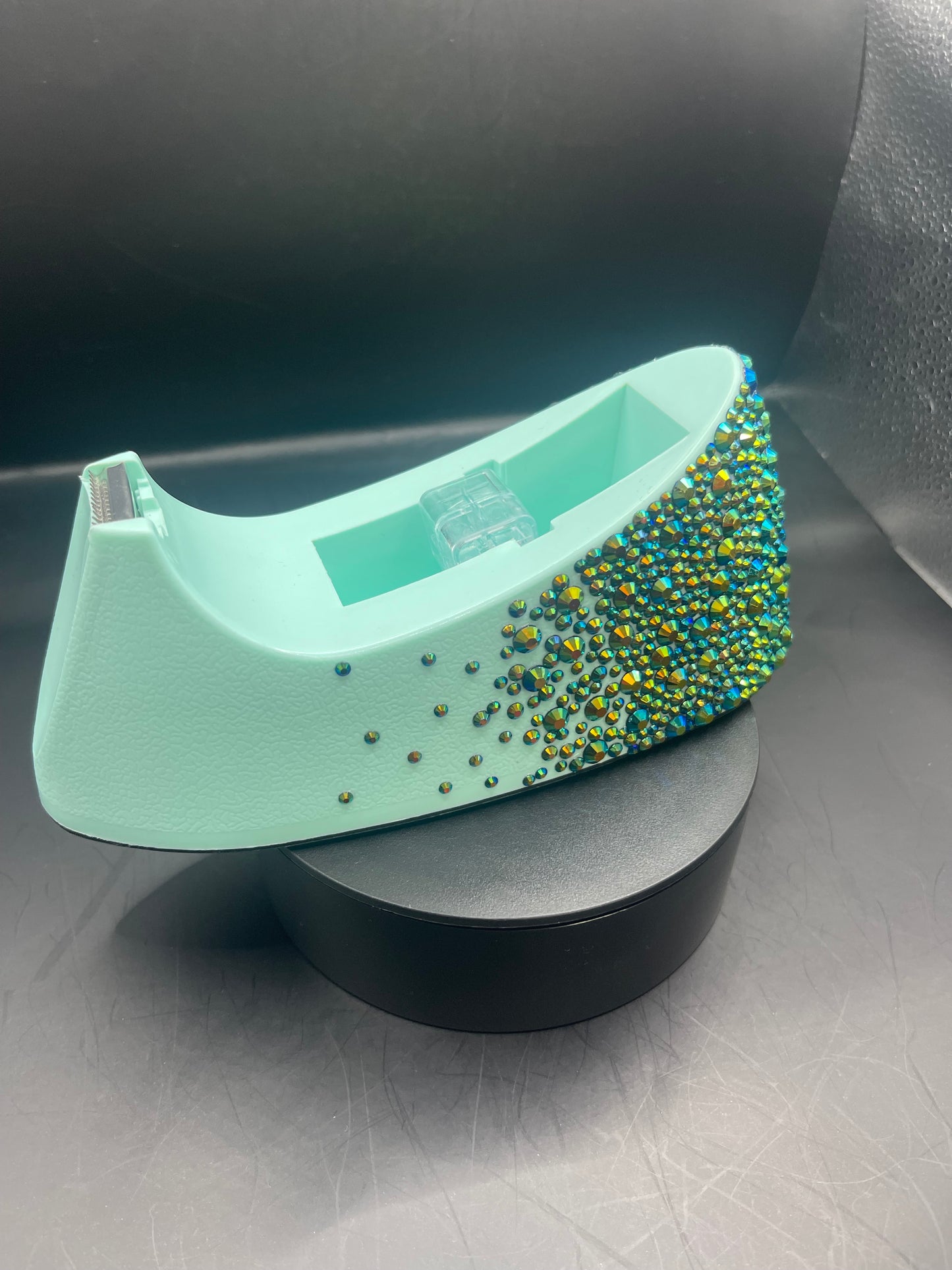 Massiver mintfarbener Glitzer-Kleberabroller – Handverziert mit gold-blauem Strass | TheGlitterThing Unikat