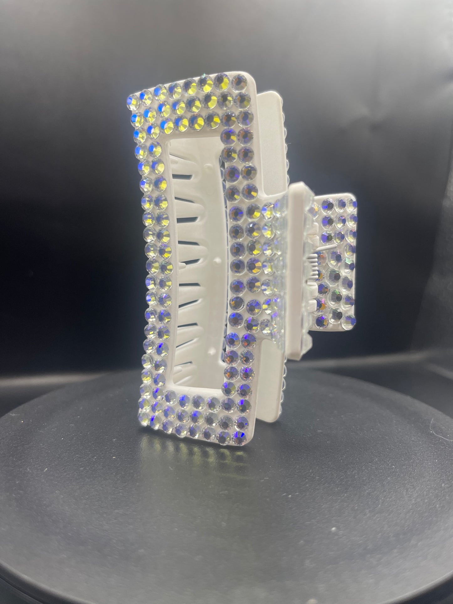 Glitzer Haarspange Weiss – handverziert mit Strasssteinen (9 cm)