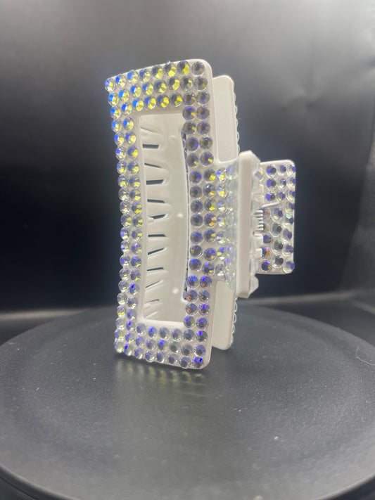 Glitzer Haarspange Weiss – handverziert mit Strasssteinen (9 cm)