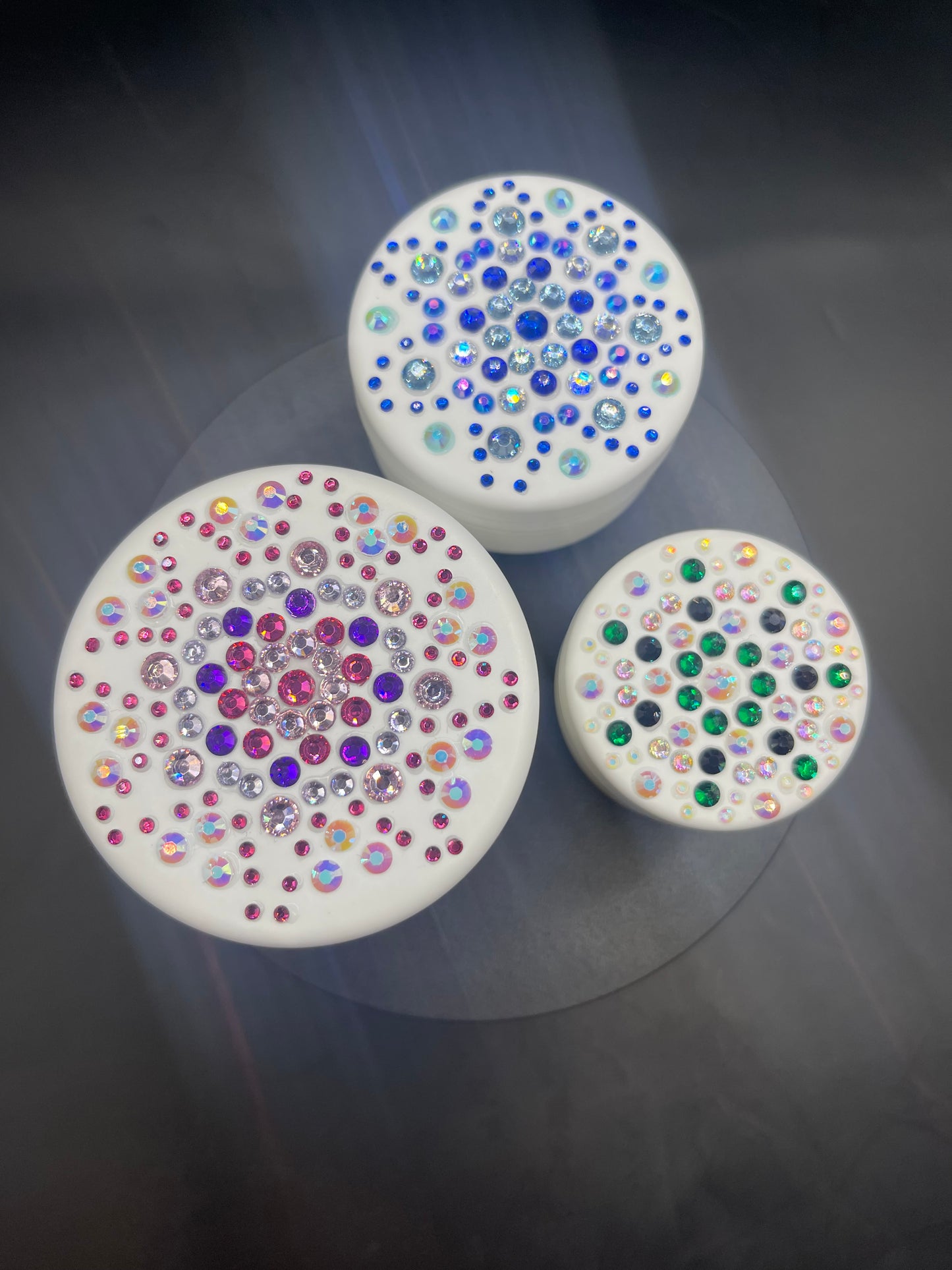 Glitzer-Dosenset – handverziert | 3 Grössen | Einzigartige Aufbewahrung mit Strasssteinchen