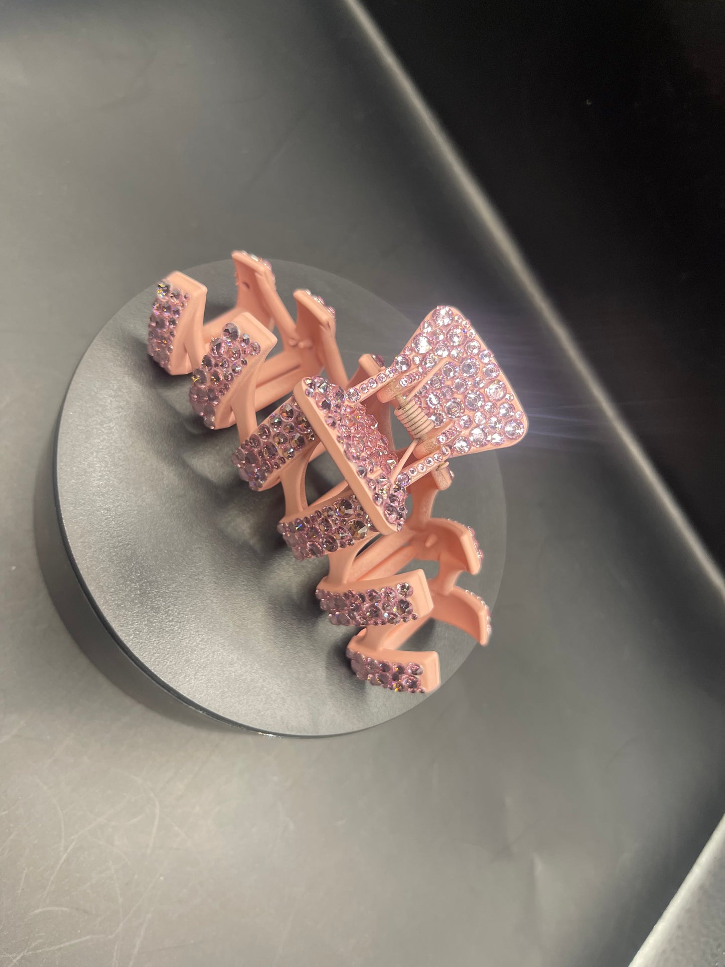 Glitzer-Haarklammer Rosé | 10 cm – handverziert mit Strass