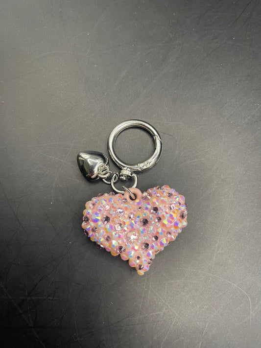 Rosa Glitzer-Herz Schlüsselanhänger mit Strass ✨ | Handgemachte Geschenkidee