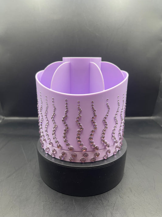 Lila Organizer mit Handgesetzten Glitzersteinen – Funkelndes Tisch- & Schminktisch-Accessoire