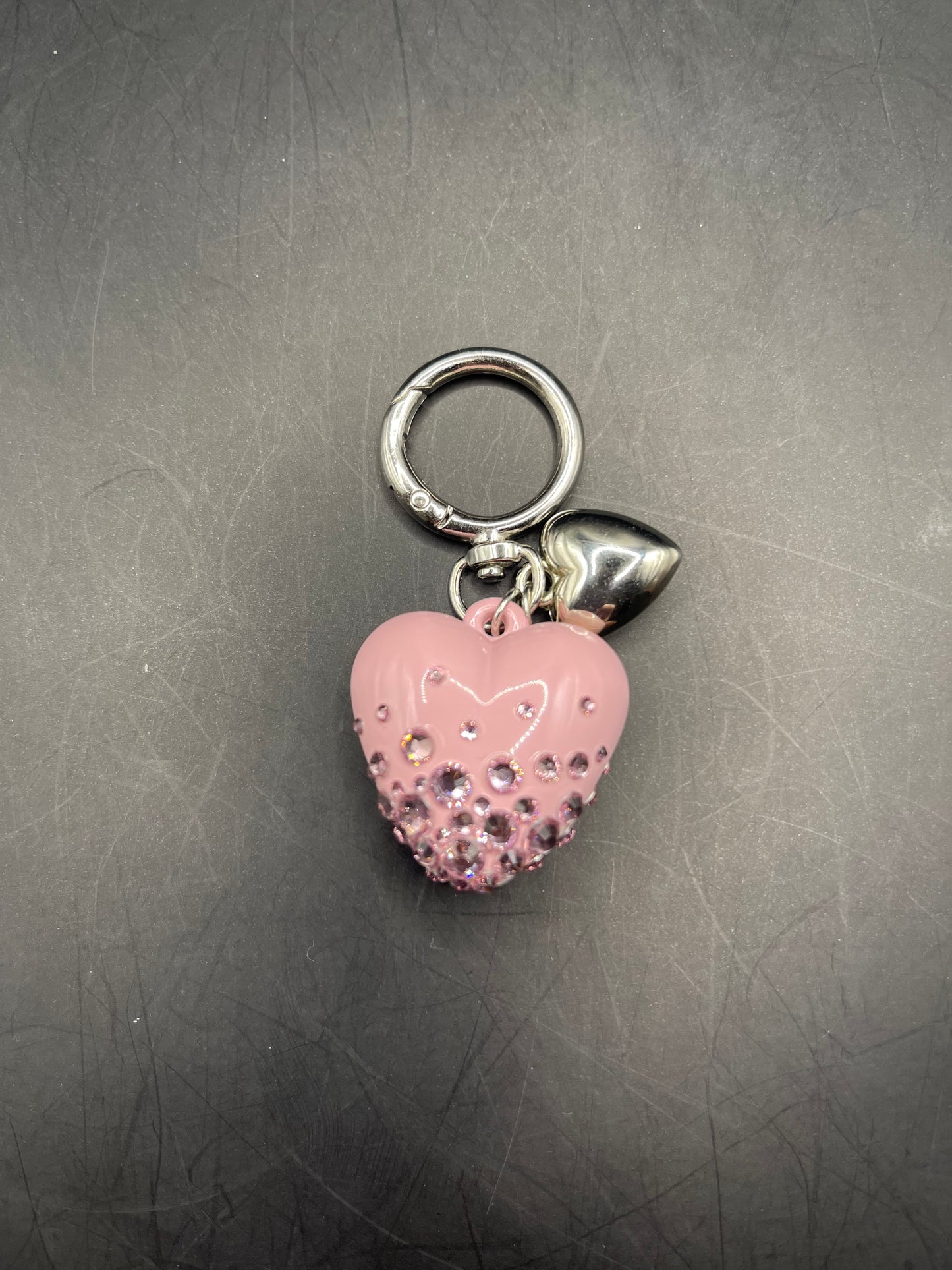 Glitzer Schlüsselanhänger Herz Rosa – Handverziert mit Strasssteinen | Geschenkidee
