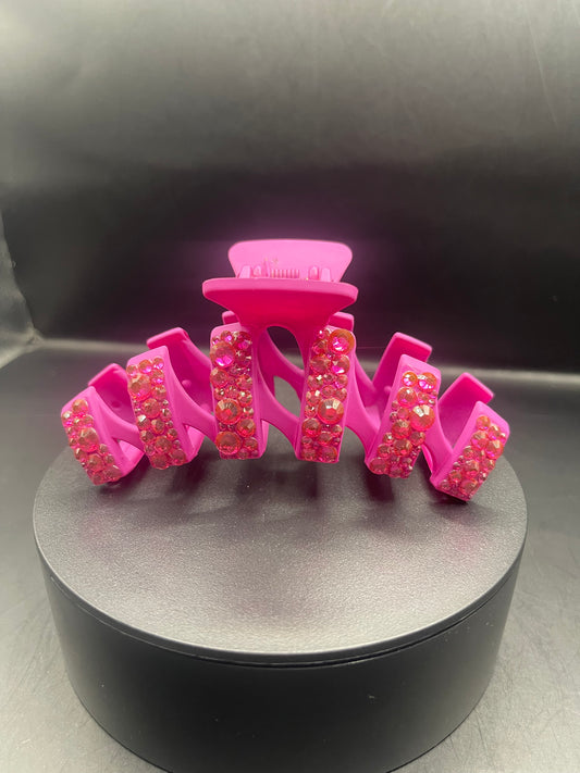 Glitzer Haarspange Pink – Handverziert mit Strasssteinen | Statement Hair Clip