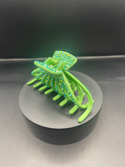 Emerald Glow Haarspange – 11 cm | Handbeklebtes Grün-Unikat mit Crystal Shine