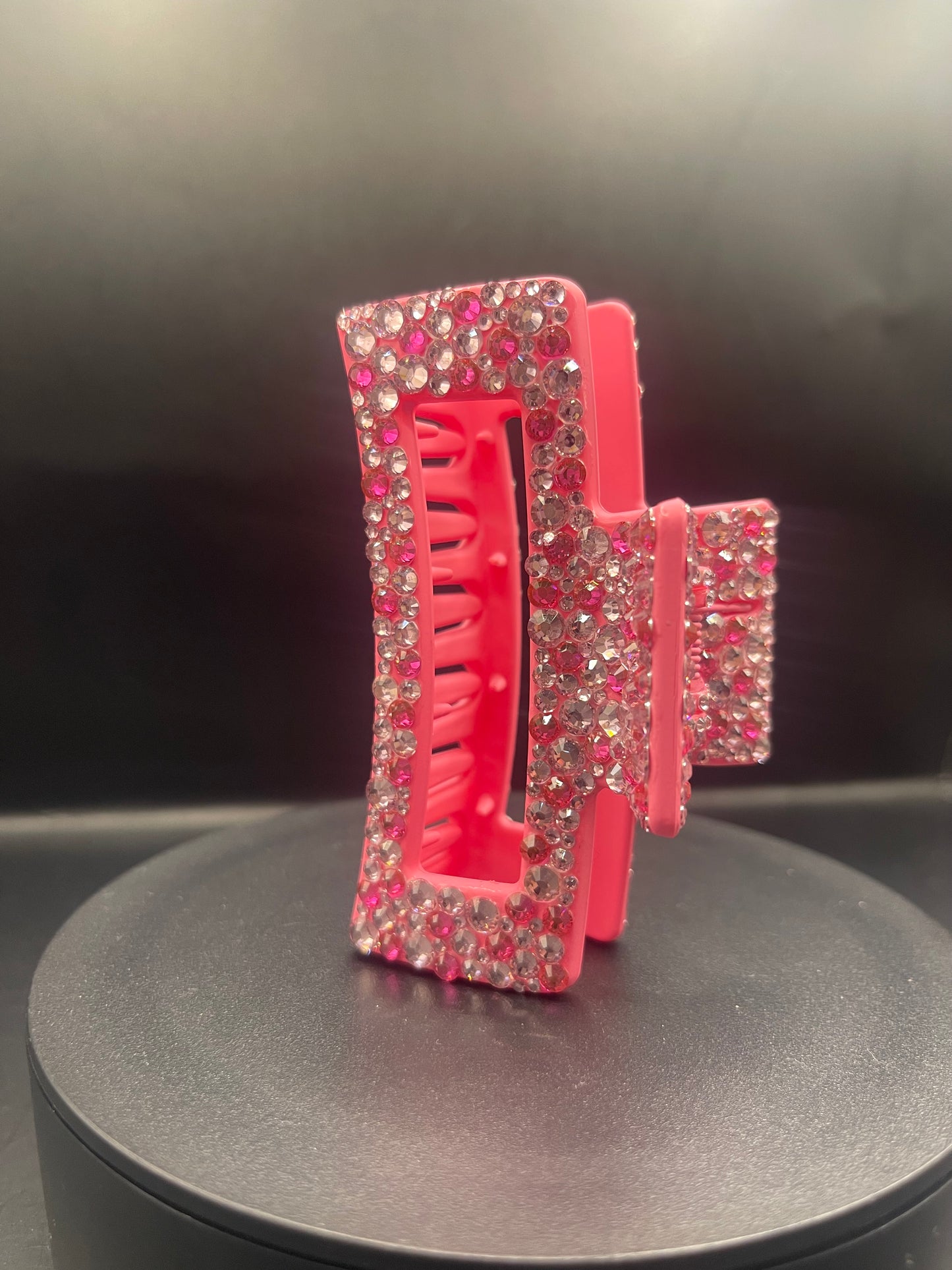 Glitzer Haarspange Pink 9 cm – Rechteckige Strass Haarclip | Geschenkidee