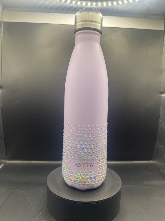 ✨ Lavendel Trinkflasche mit handgeklebten Glitzersteinen – 500 ml ✨