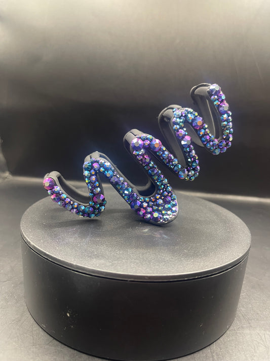 Glitzer Haarspange mit schimmernden Strasssteinen in Blau & Violett