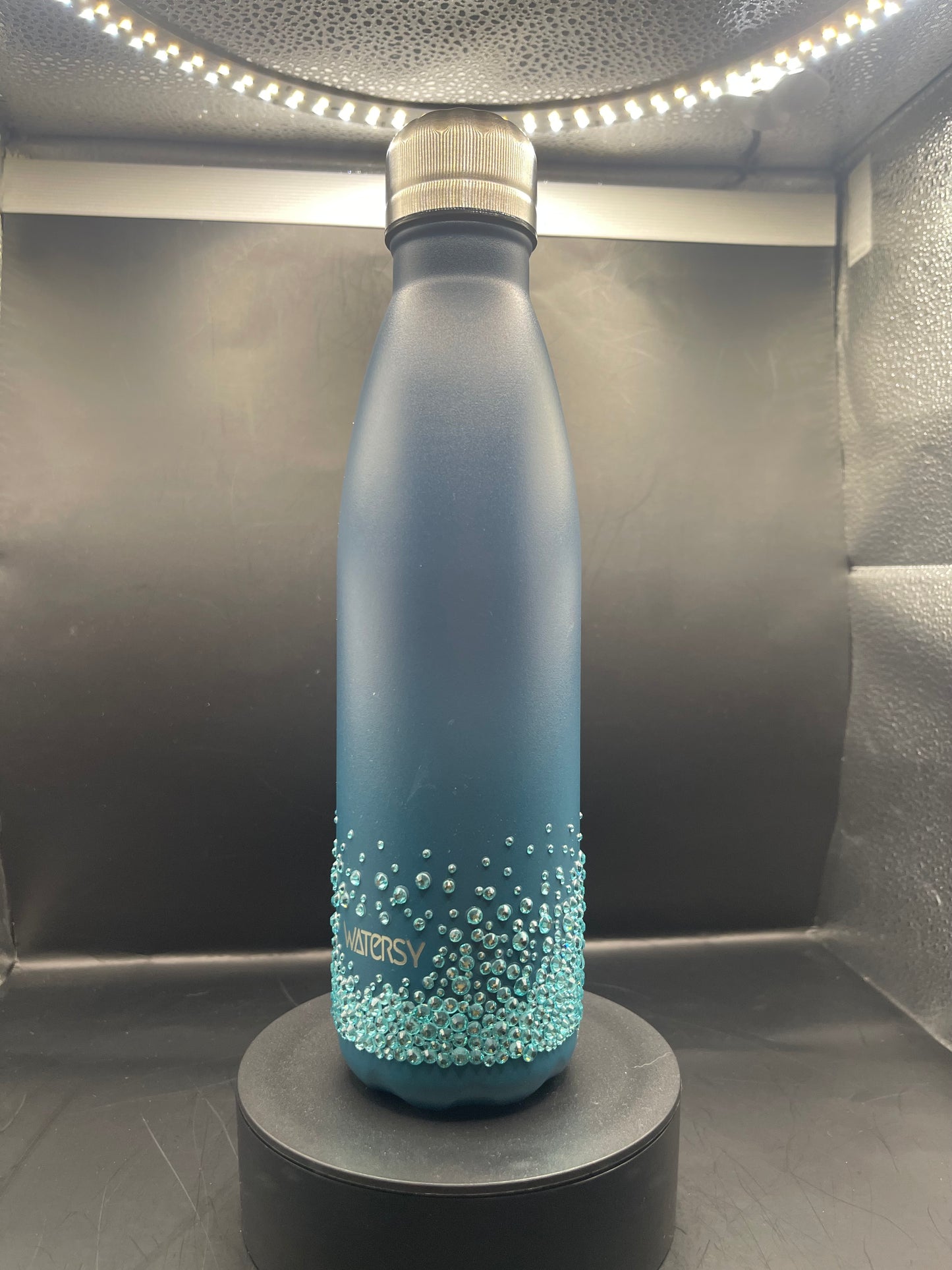 💎 Handverzierte Glitzer-Trinkflasche – Blue Ocean Edition