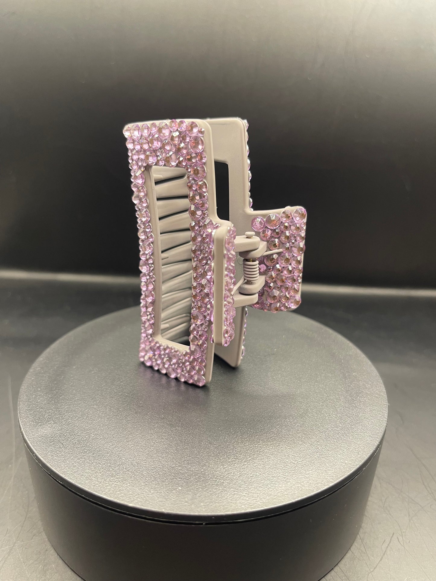 Rosalila Glitzer-Haarspange – 9 cm, handverziert mit Strass