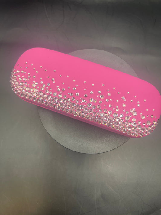 Brillenetui Pink mit handgeklebten Glitzersteinen ✨