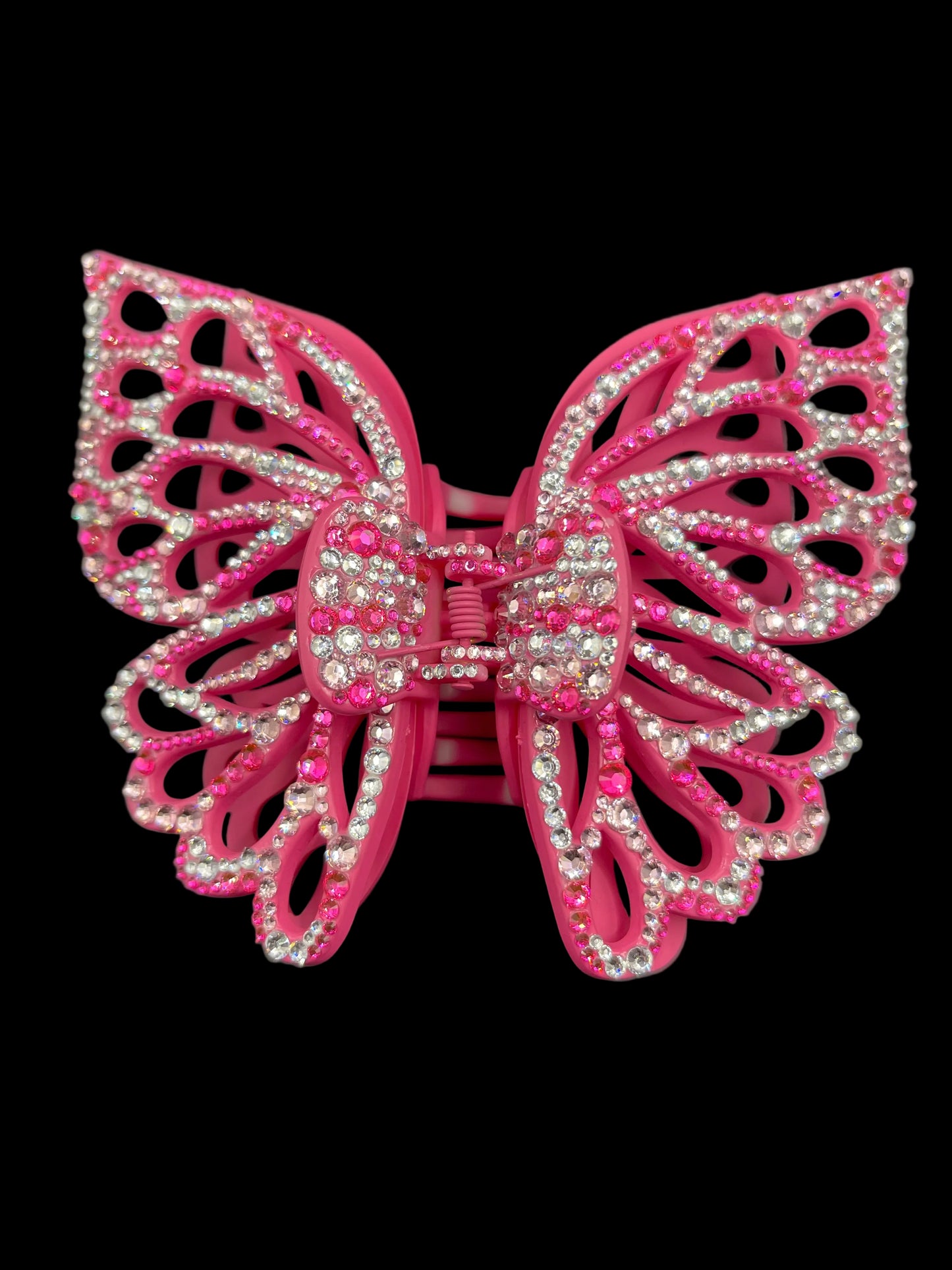 Schmetterling Haarklammer Pink mit Strasssteinen – 15 cm Statement Haarspange | Theglitterthing
