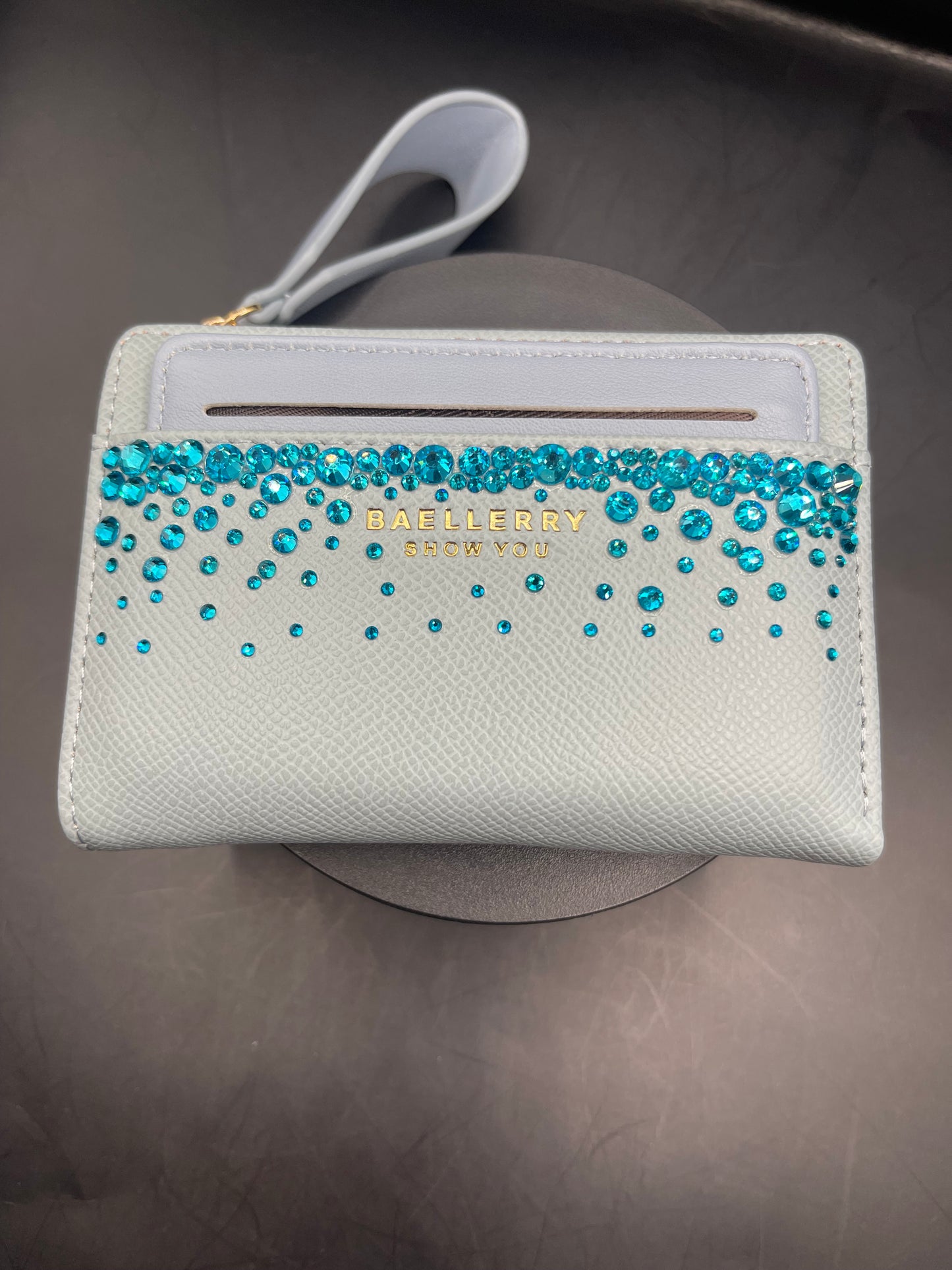 Glitzer Portemonnaie Hellblau mit Strasssteinen – Funkelnde Geschenkidee ✨💙