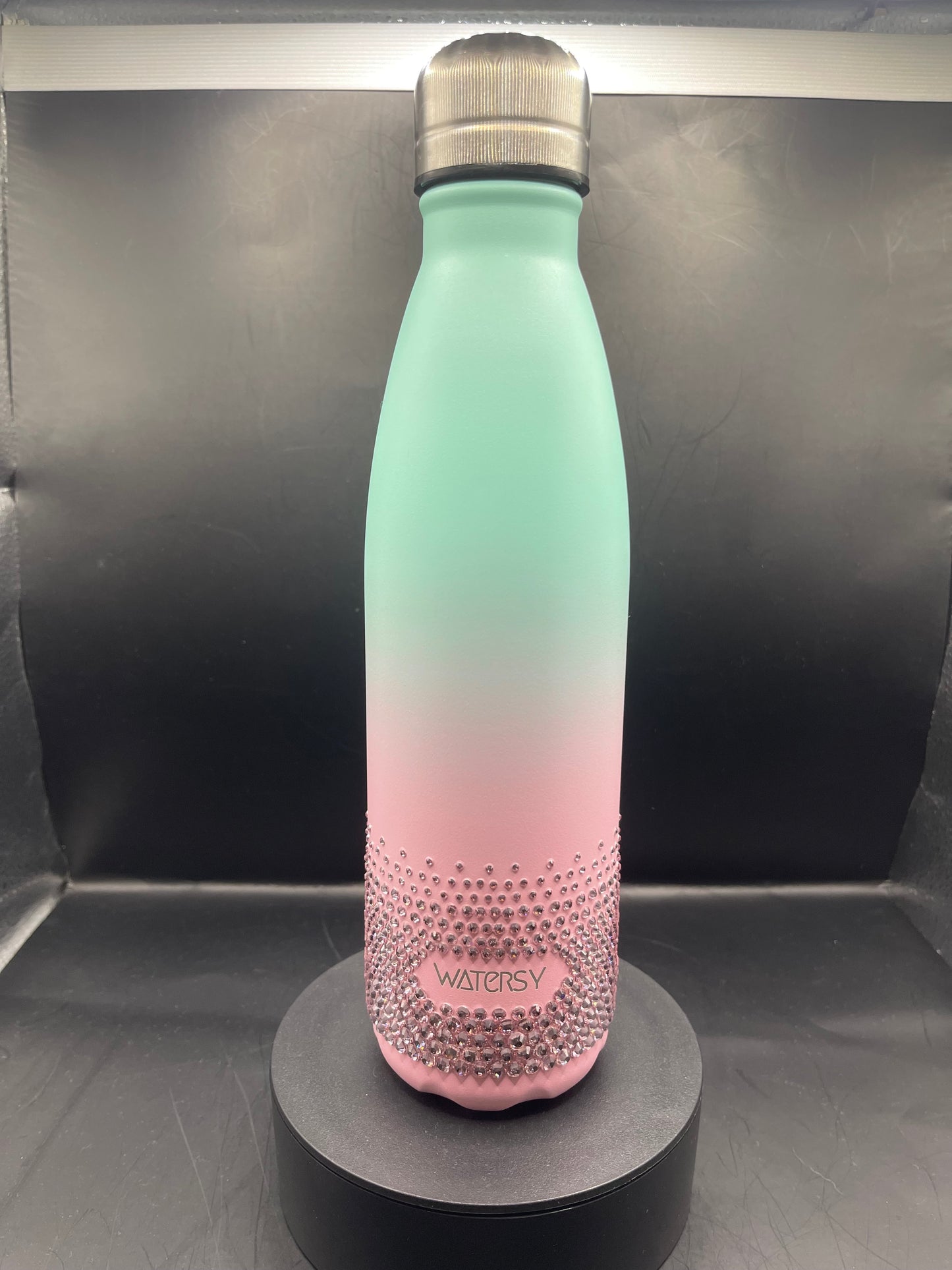 ✨ Trinkflasche „Cotton Candy Sparkle“ – handverziert mit Strasssteinen (Pink & Mint)