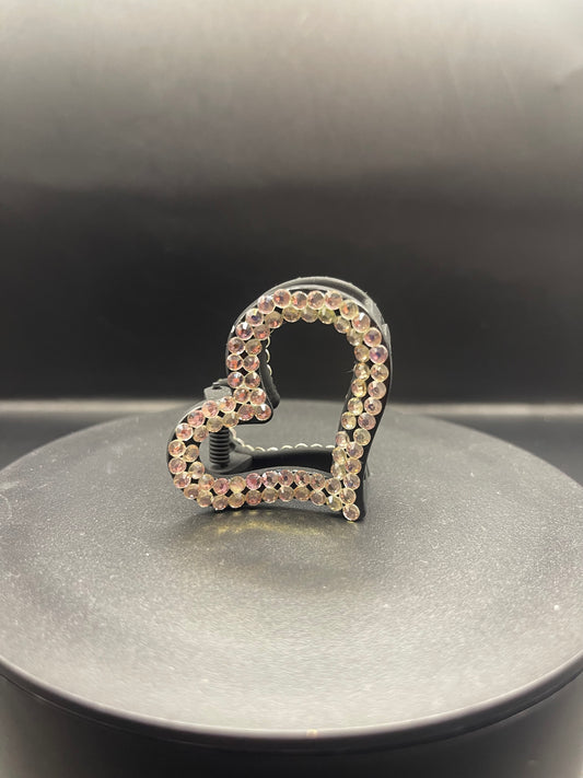 Glitzer Haarspange Herz Irisierend Gold-Rosé – Handverziert mit Strass | Theglitterthing
