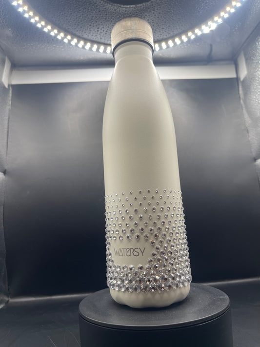 Wasserflasche „Crystal Glow“ – handverziert mit klaren Strasssteinen