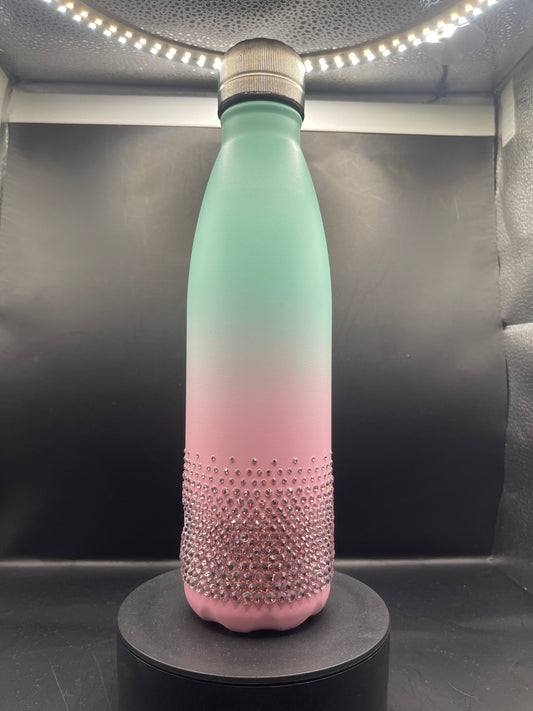 ✨ Trinkflasche „Cotton Candy Sparkle“ – handverziert mit Strasssteinen (Pink & Mint)