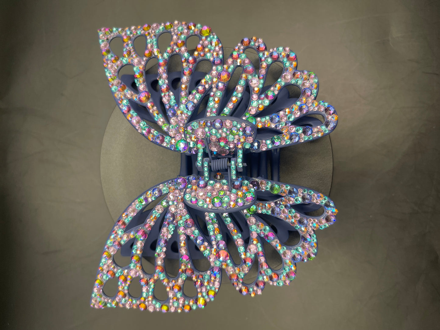 XL Glitzer Schmetterling Haarspange (Ø 16 cm) – Handverziert mit Strasssteinen | Unikat