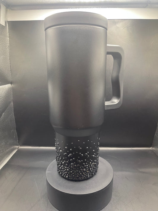 Thermobecher „Black Crystal“ – handveredelt mit schwarzen Strasssteinen | Limited Sparkle Edition
