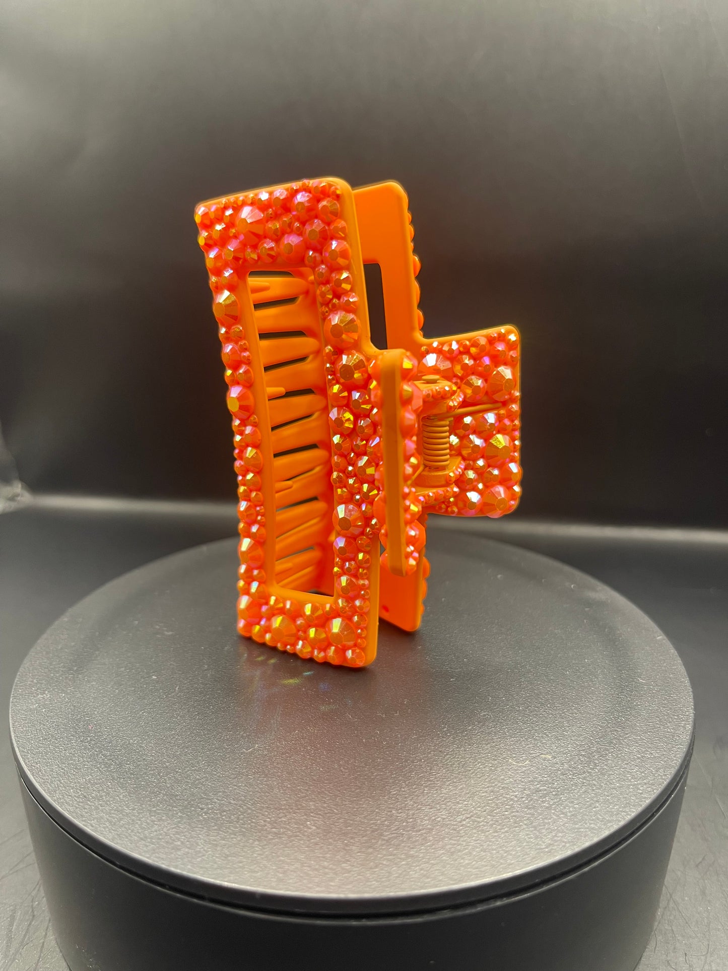 Glitzer-Haarspange Orange | 8 cm | handverziert & funkelnd