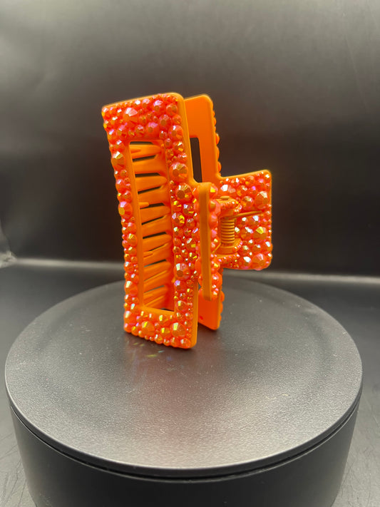 Glitzer-Haarspange Orange | 8 cm | handverziert & funkelnd