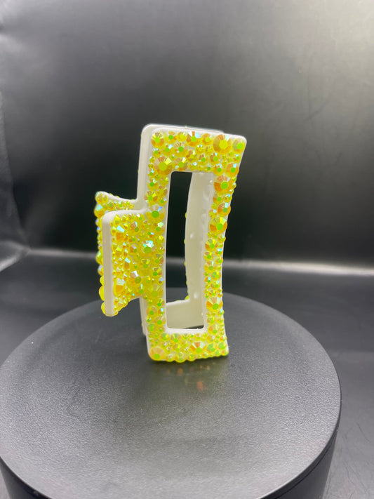 Gelbe Glitzer-Haarspange 8 cm – Handverziert mit Strass | TheGlitterThing Unikat