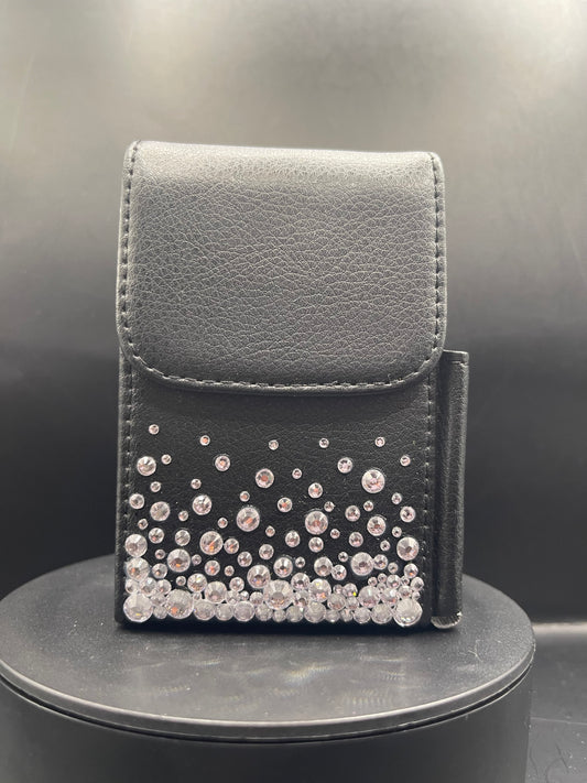Glitzer Zigarettenetui Schwarz – Handverziert mit Strass | Geschenkidee für Frauen