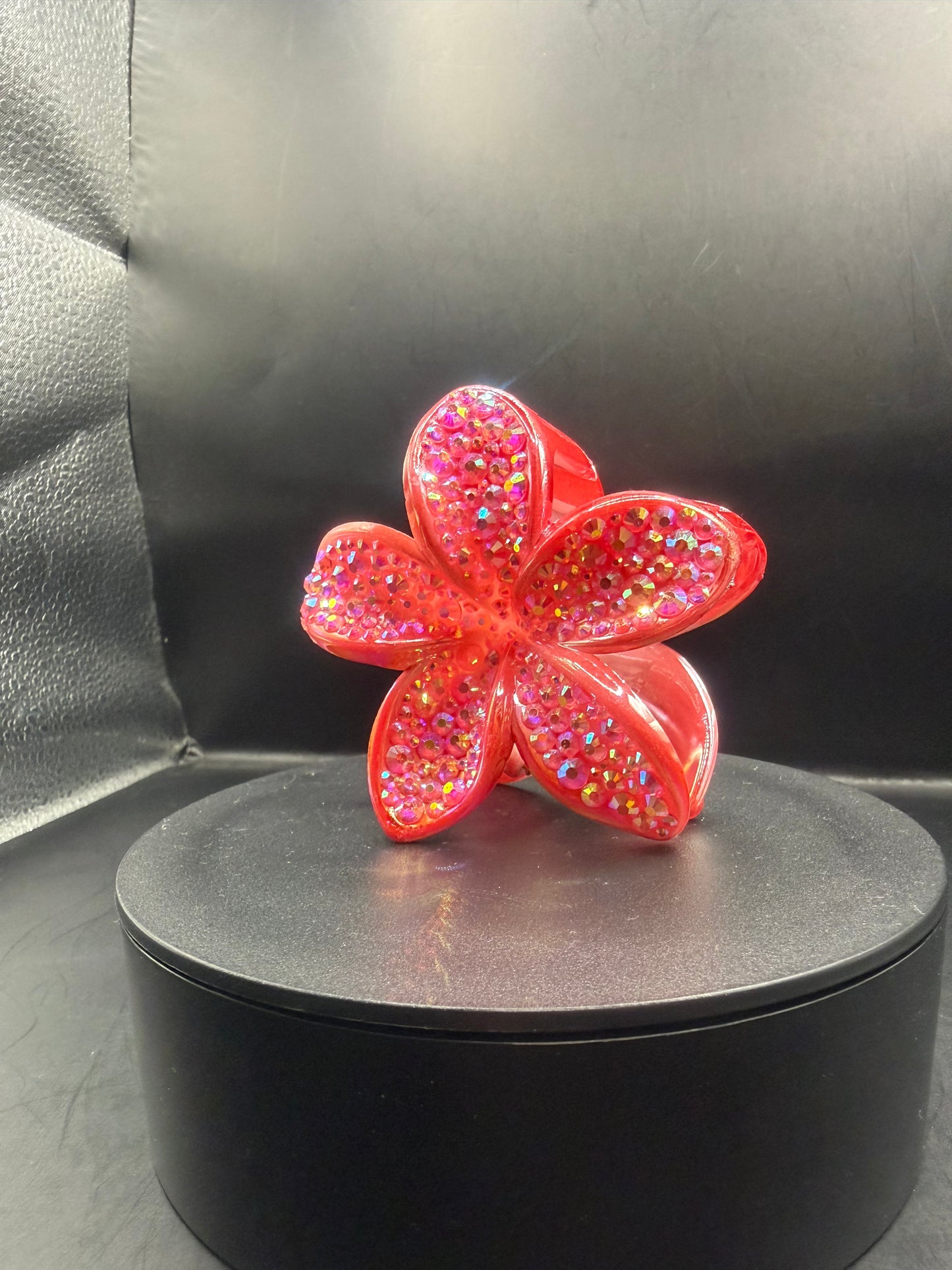Blüten-Haarspange Rot/Pink – funkelnder Strass