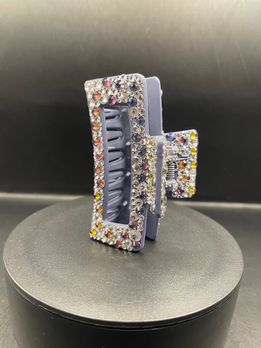Glitzer Haarspange 9 cm mit Strasssteinen – Handverziertes Unikat | Geschenkidee