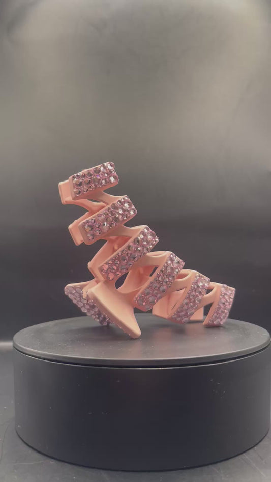 Glitzer-Haarklammer Rosé | 10 cm – handverziert mit Strass