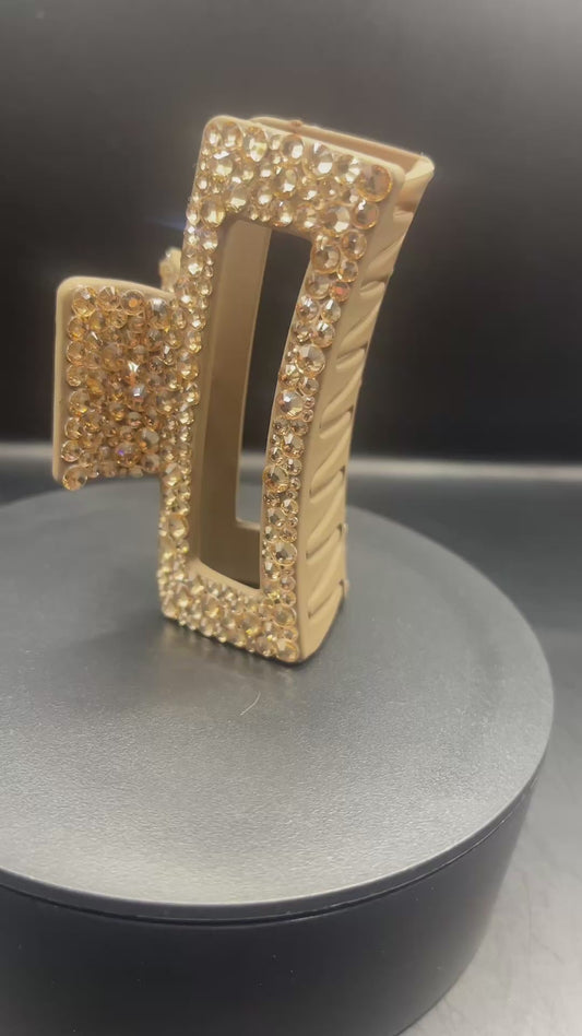 ✨ Haarklammer „Golden Hour“ – komplett handverziert mit Strasssteinen