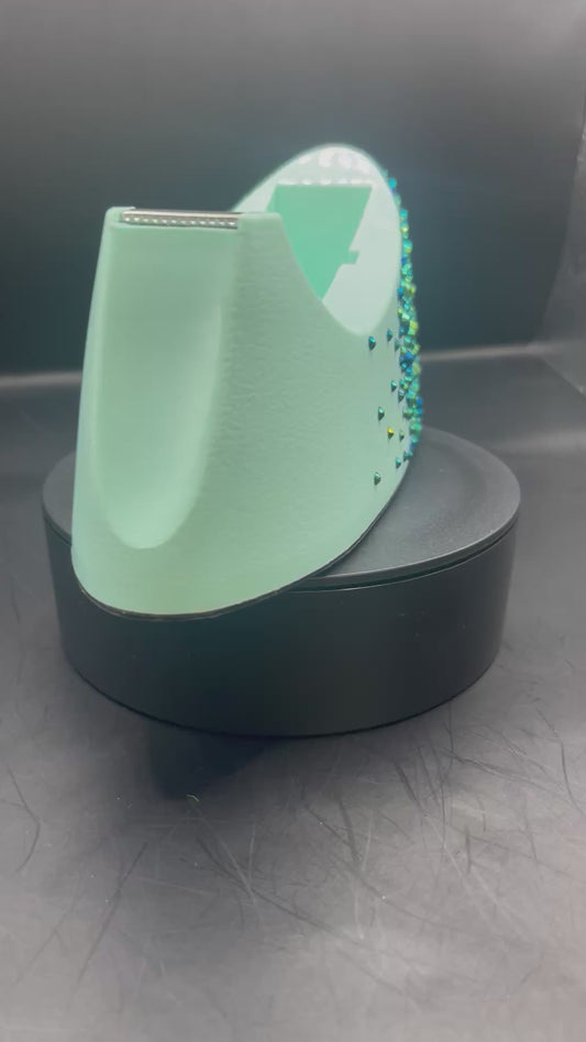 Massiver mintfarbener Glitzer-Kleberabroller – Handverziert mit gold-blauem Strass | TheGlitterThing Unikat