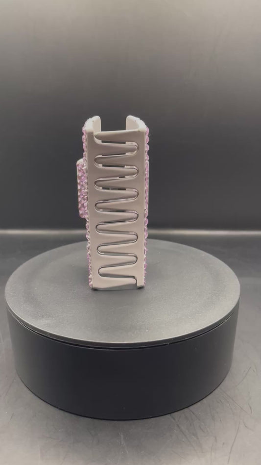 Rosalila Glitzer-Haarspange – 9 cm, handverziert mit Strass