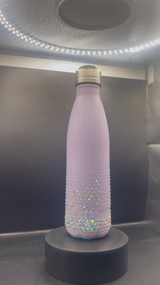 ✨ Lavendel Trinkflasche mit handgeklebten Glitzersteinen – 500 ml ✨