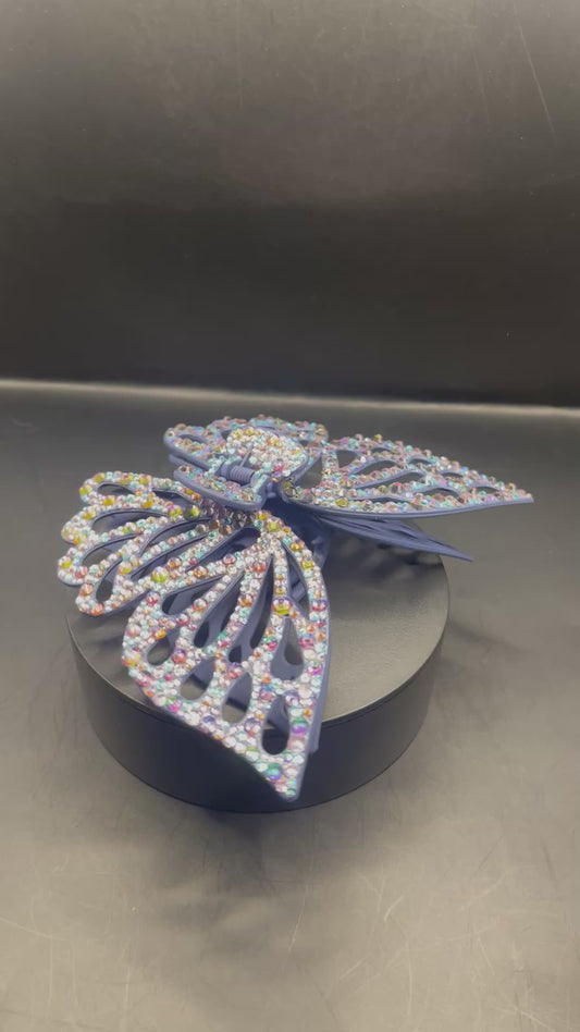 XL Glitzer Schmetterling Haarspange (Ø 16 cm) – Handverziert mit Strasssteinen | Unikat