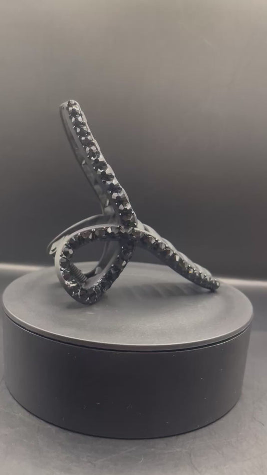 Haarspange „Black X“ – handveredelt mit schwarzen Strasssteinen