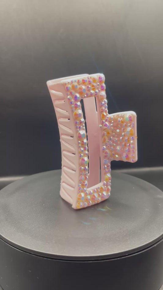 ✨ Rechteckige Haarspange mit Glitzer – handverziert ✨