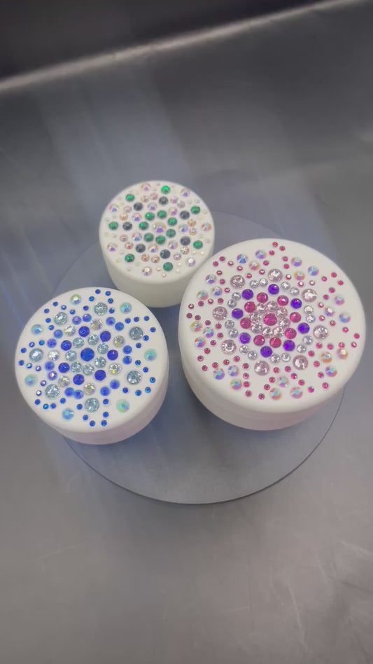 Glitzer-Dosenset – handverziert | 3 Grössen | Einzigartige Aufbewahrung mit Strasssteinchen