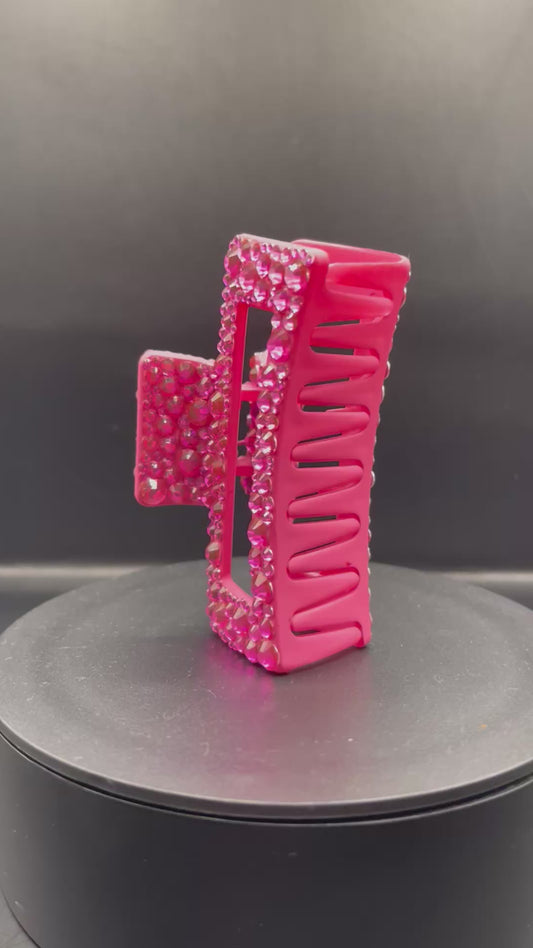 Glitzer-Haarspange Pink – handverziert mit Strasssteinen (8 cm)
