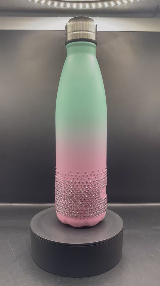 ✨ Trinkflasche „Cotton Candy Sparkle“ – handverziert mit Strasssteinen (Pink & Mint)