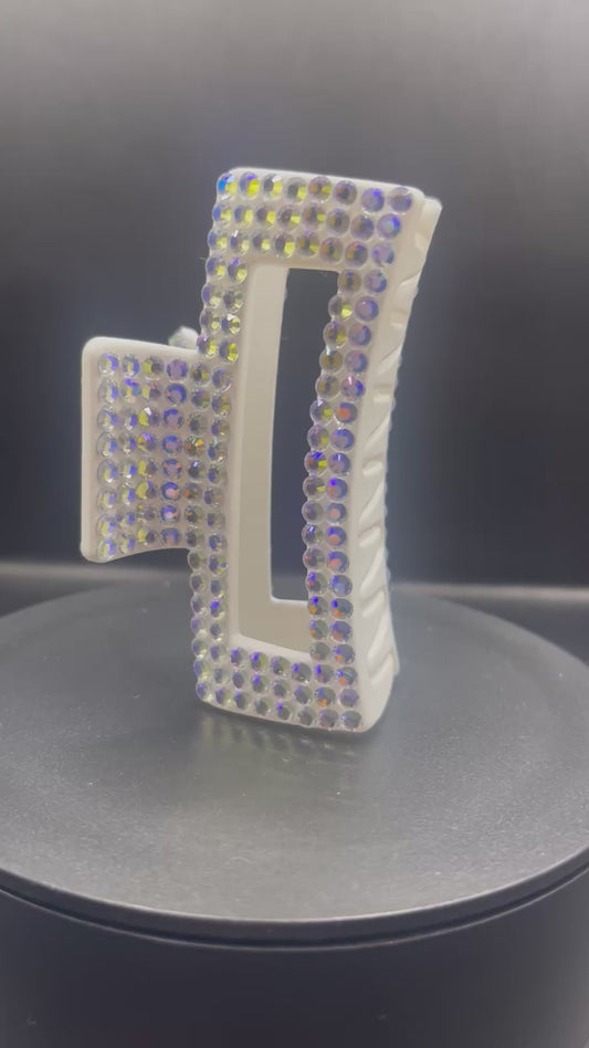 Glitzer Haarspange Weiss – handverziert mit Strasssteinen (9 cm)